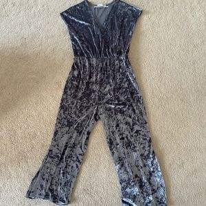 Urban Outfitters Velvet Jumpsuit in Silver Gray